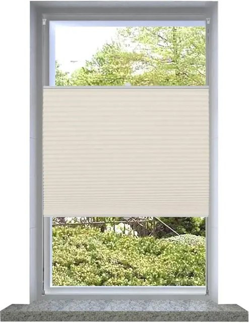 vidaXL Plissee Faltrollo in Beige, semi-transparent, B: 70 cm, H: 125 cm - Bild 1
