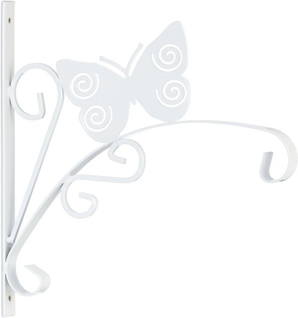 Relaxdays Blumenampelhalterung aus Eisen in Weiß mit Schmetterling Ornament, B/T/H: 30 x 30 x 2 cm - Bild 1