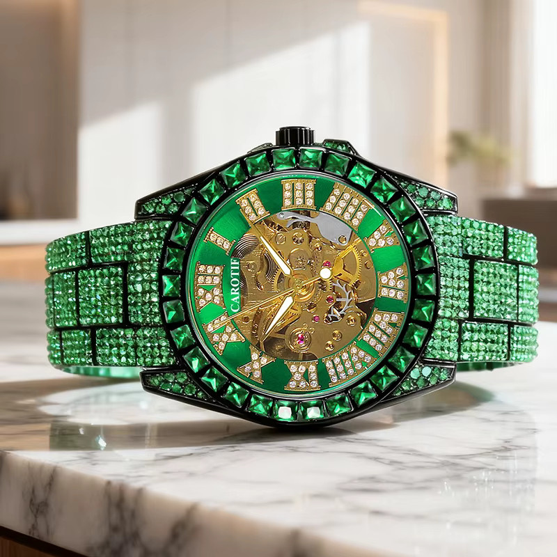 Herren Armbanduhr Automatik, Edelstahl, Grün, Rund - Bild 4