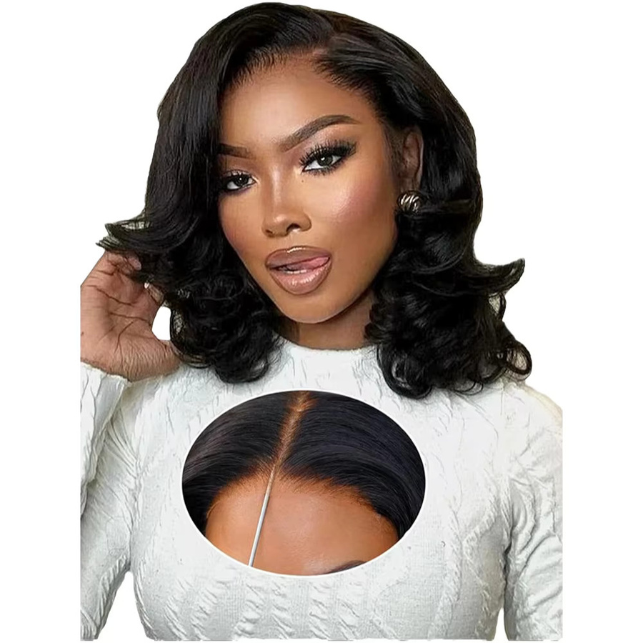 TENDRESSE Echthaar Perücke, Layer-Cut Ombre Bob, Bouncy Wave, 200% Dichte - Bild 5