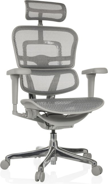 hjh OFFICE Luxus Chefsessel ERGOHUMAN ULTRA G GEN2 in Grau mit Netzstoff, Armlehnen und Kopfstütze, höhenverstellbar - Bild 1