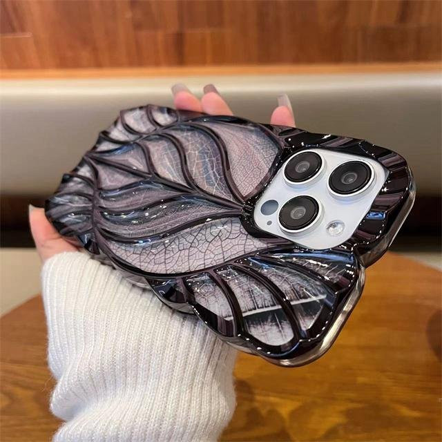 Luxus Handyhülle mit Baumblatt-Design und plattiertem Rahmen für Apple iPhone 16 Pro Max, 15, 14, 13, 12, 11 und Plus Modelle in Grau - Bild 1