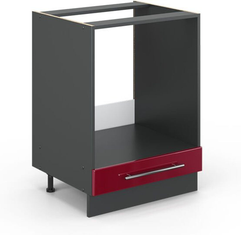 Vicco Küchenunterschrank Fame-Line in Bordeaux Rot Hochglanz mit Drehtüren, Breite: 60 cm - Bild 1