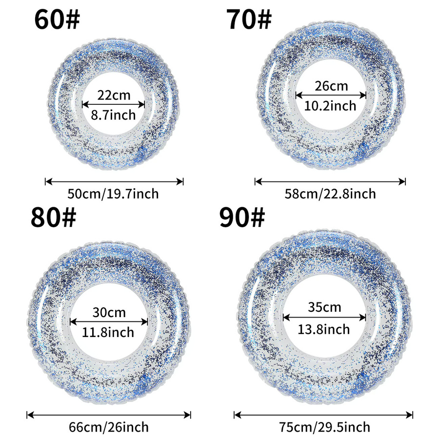 Aufblasbarer Schwimmring, Transparenter Glitzer-Konfetti-Pailletten-Poolring, 1-teiliges Set - Bild 3