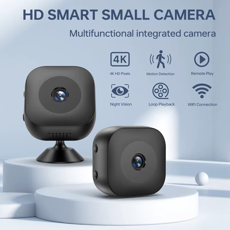 XMSJ 4K Mini-Überwachungskamera mit WiFi, Vollfarb-Nachtsicht, Bewegungserkennung und wasserdichtem Gehäuse in Schwarz - Bild 2