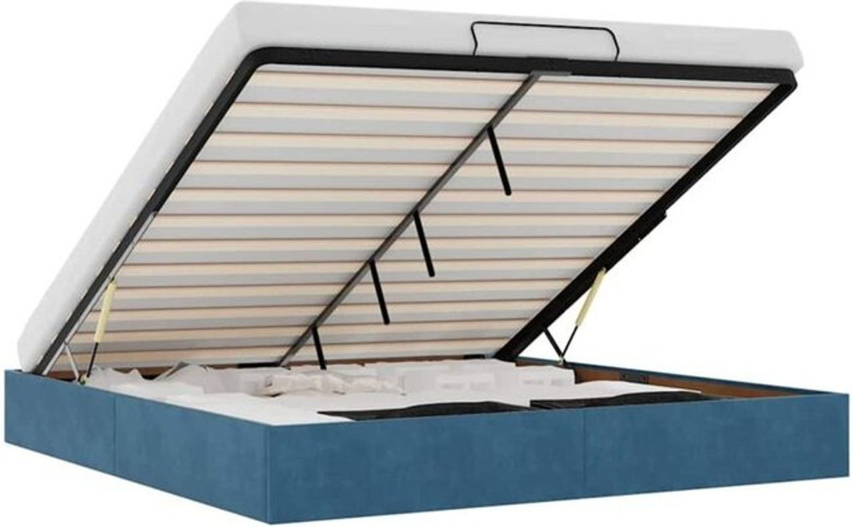 Vidaxl Ottoman Polsterbett aus Samt in Blau, B/T/H: 160 x 200 x 23,5 cm, ohne Matratze - Bild 1