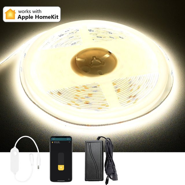 CENFAYA HomeKit WiFi COB LED-Streifen, Warmweiß, 24V, dimmbar, für Schrank- und Küchenbeleuchtung - Bild 1