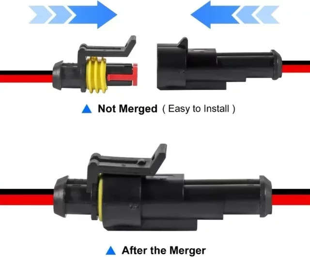 10 Stück 2-Pin-Steckverbinder Set, wasserdichte männliche und weibliche Steckverbinder für 20 AWG Kabel, Farbe: Schwarz - Bild 1