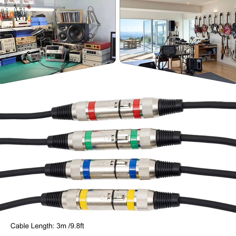 Bymaocar DMX-Lichtsteuerkabel Set, 3m 3-Pin XLR-Kabel in Schwarz für DMX-Controller, Moving Heads und Verstärker - Bild 4