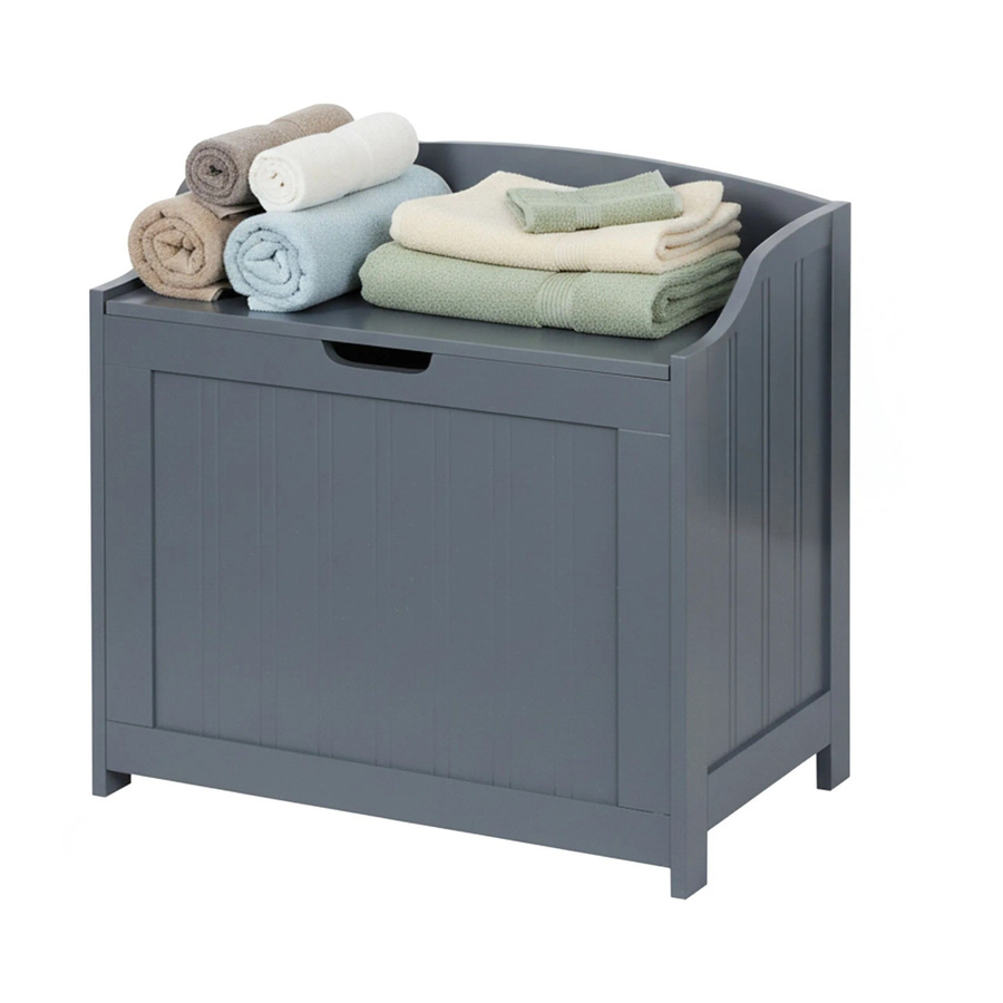 Relaxdays Wäschetruhe aus MDF in Grau mit Soft-Close-Funktion, B/T/H: 56 x 36 x 53 cm - Bild 2