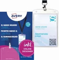 Avery Zweckform Namensschild XL Multipurpose aus Kunststoff in Transparent und Weiß, Format A6 - Bild 1
