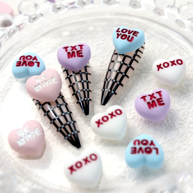 Rhstoe Nail Art Charms, 3D Harz Flatback, Herzform, Glänzend - Bild 1