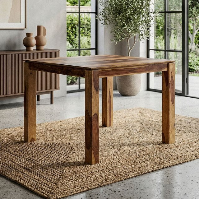 Finebuy Esstisch aus Massivholz Sheesham in Braun, quadratisch, B: 80 cm, H: 75 cm, T: 80 cm - Bild 1