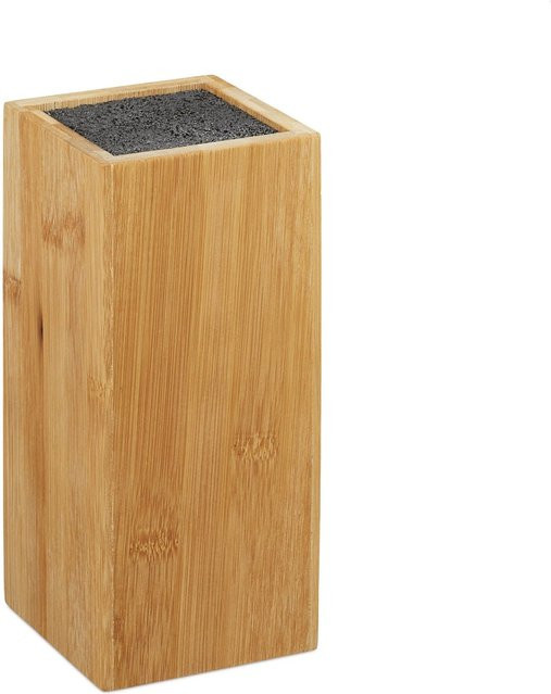 Relaxdays Messerblock aus Bambus in Natur und Schwarz, unbestückt, B/T/H: 23 x 10,5 x 10,5 cm - Bild 1