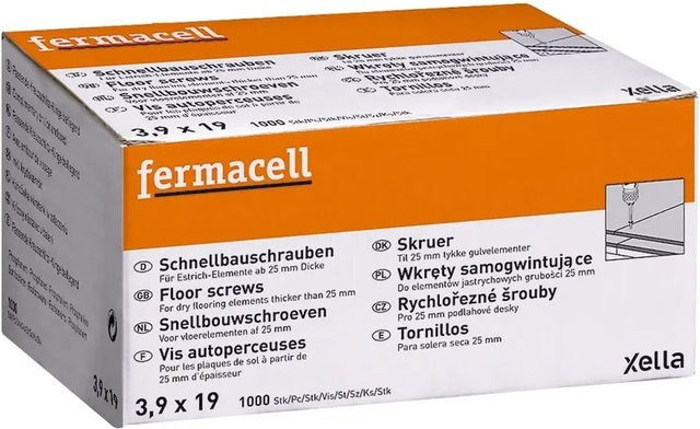 Fermacell Schnellbauschrauben mit Senkkopf, Durchmesser: 3,9 mm, Länge: 19 mm, 1000 Stück - Bild 1