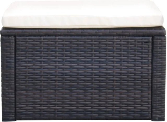 vidaXL Hocker aus Poly Rattan mit Kissen in Braun, B/T/H: 53 x 53 x 30 cm - Bild 1