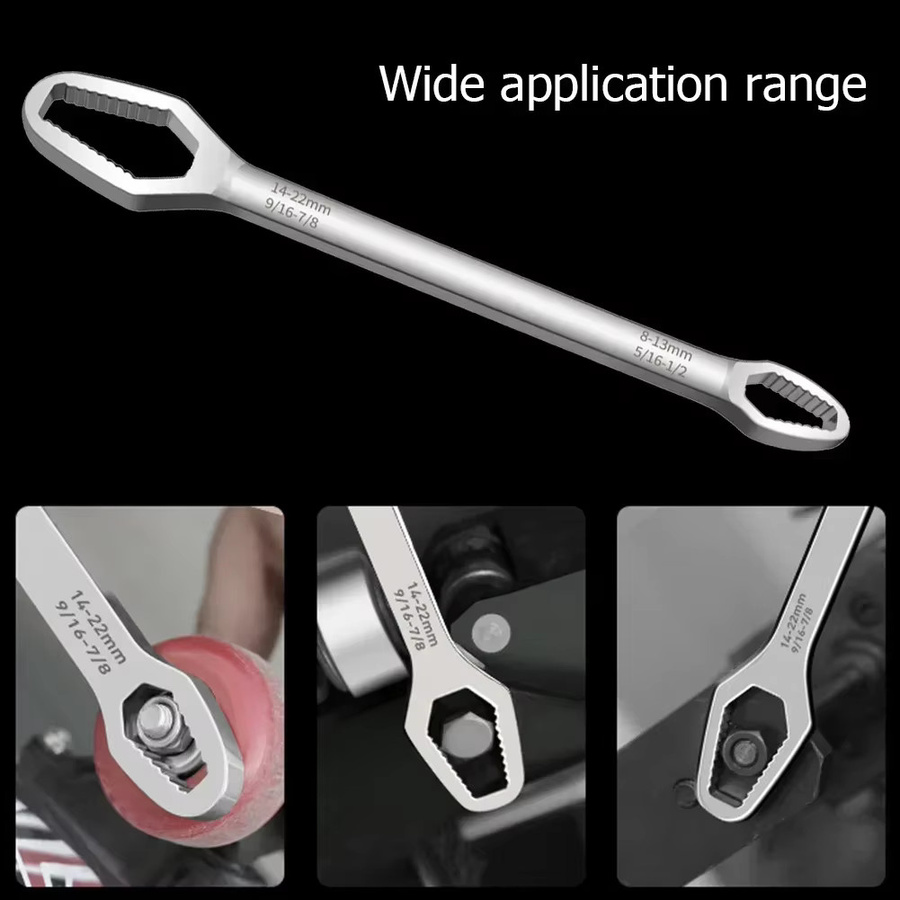 Universeller doppelseitiger Torx-Schlüssel mit selbstspannender Einstellung für Auto-Werkzeuge in Schwarz und Silber (4-13mm, 3-17mm, 8-22mm) - Bild 3
