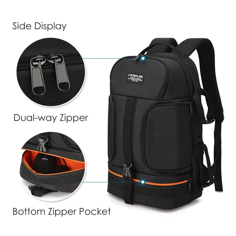 JINNUOLANG Outdoor DSLR Kamera Rucksack aus wasserdichtem Oxford-Stoff für 15,6 Zoll Laptop in Grau oder Schwarz, kompatibel mit Canon und Nikon - Bild 4