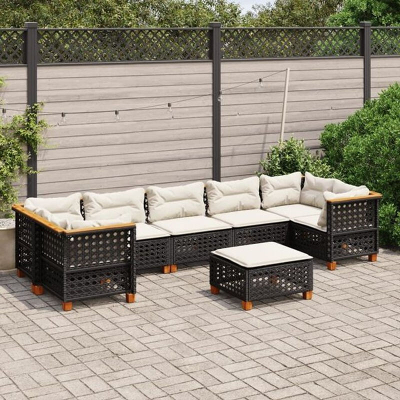 Vidaxl 8-tlg. Garten-Sofagarnitur aus Polyrattan in Schwarz mit Kissen und Loungemöbel-Set - Bild 1