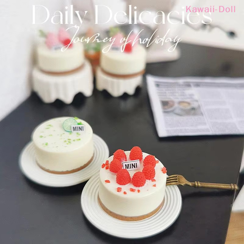 DIAPER&CORED Miniatur-Puppenhaus Erdbeer-Frucht-Kuchen und Mini-Eisgetränk-Modell, Zubehör, 1-teiliges Set - Bild 2