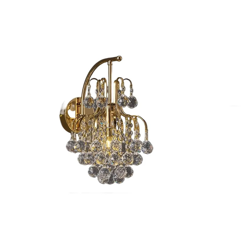 Elegante Kristall-Wandlampe von Uufic aah im französischen Stil für Schlafzimmer und Wohnzimmer, Gold/Messing mit transparentem Kristall - Bild 3