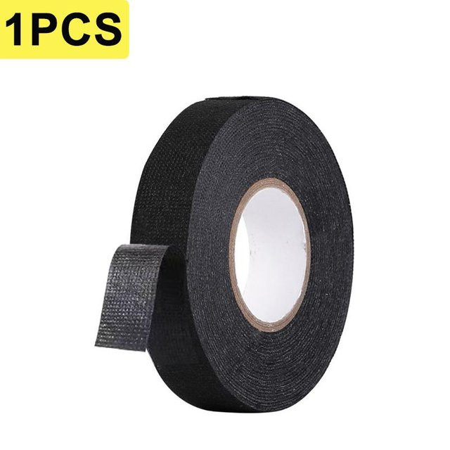 Flammhemmendes Klebeband aus Stoff in Schwarz, hitzebeständiges Kabelbaumband auf Gewebebasis, Breite: 1,9 cm, Länge: 25 m - Bild 1