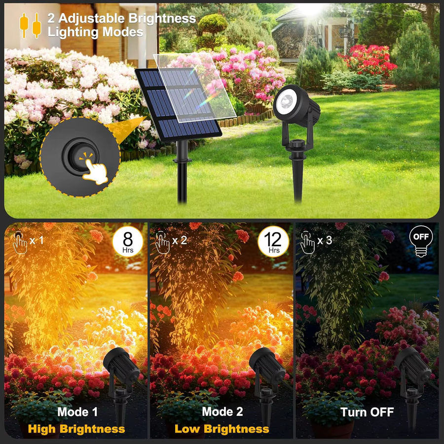 Crepow Solar LED Außenlampe IP65 Schwarz für Garten und Wege mit Wandmontage und Akzentbeleuchtung - Bild 6