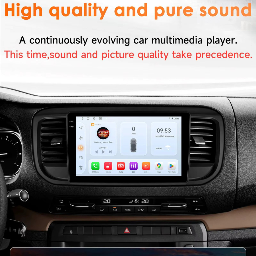Hizpo 2Din Android 14 Autoradio für Peugeot Expert 3, Citroen Jumpy 3 und SpaceTourer 2016–2021 mit CarPlay, GPS, DSP und 4G, Snapdragon 6115, Schwarz - Bild 4
