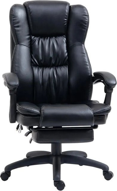 Vinsetto Bürostuhl mit Massagefunktion und Fußstütze in Schwarz aus Kunstleder, B/T/H: 68,5 x 68,5 x 120 cm - Bild 1