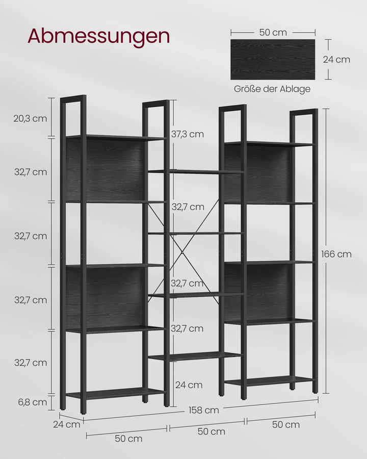 VASAGLE Leiterregal im Industrie-Design mit 14 Ablagen aus Metall und Holz, Farbe: Braun - Bild 2