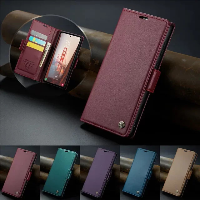 Luxus Leder Handyhülle mit Kartenfach für Samsung Galaxy S25 S24 S23 S22 S21 S20 Ultra Plus FE S10 in Schwarz und Lila - Bild 1