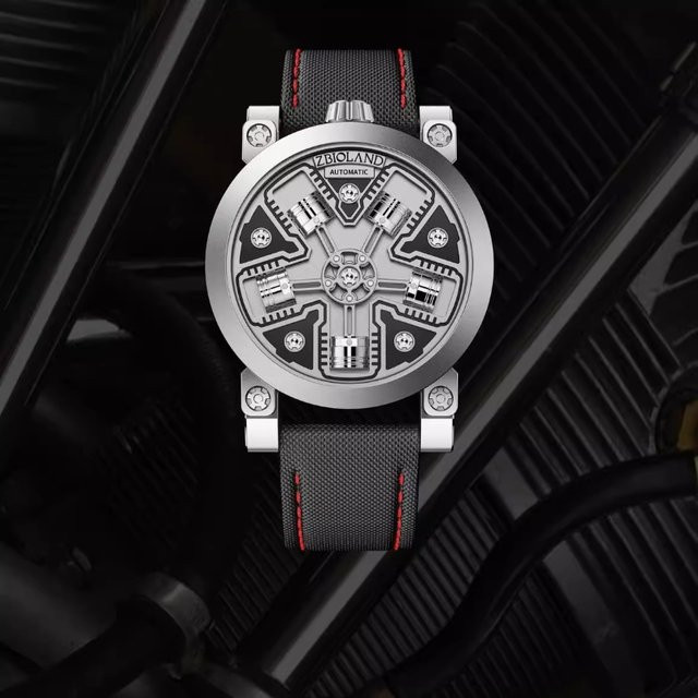 ZBIOLAND Armbanduhr Automatik, Edelstahl, Textil/NATO, Herren, Schwarz - Bild 1