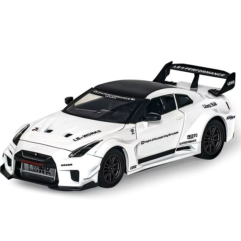 MAKEDA GTR-CSR2 R34 Sportwagenmodell in Weiß, Maßstab 1:24, mit Licht und Sound, Pullback-Funktion, Metall- und Kunststoffgehäuse - Bild 4