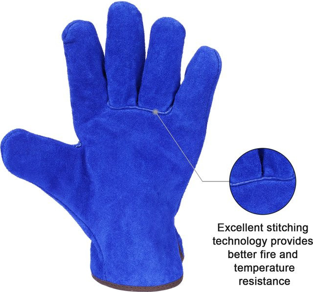 ANDELI Schweißhandschuhe Blau, verschleißfeste Anti-Hitze Arbeitssicherheitshandschuhe für Metallhandwerkzeuge - Bild 1
