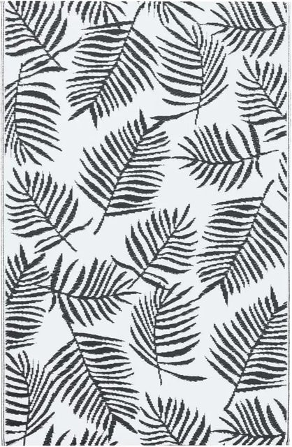 vidaXL Outdoorteppich in Weiß und Schwarz mit modernem Floral-Design aus Polypropylen, B/T: 190 x 290 cm - Bild 1