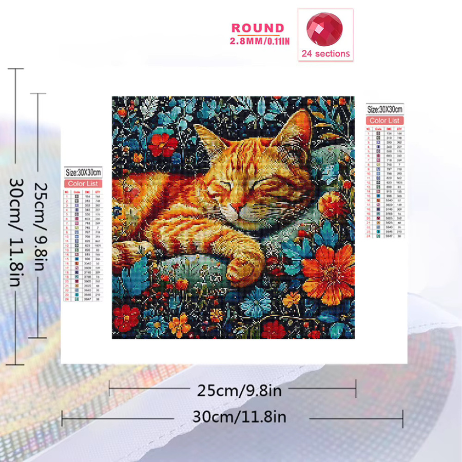 Evershine Diamant-Stickerei Set Katze mit Gänseblümchen als Strass-Mosaik in Multicolour, quadratisches Gemälde für Kinder, B/B/H: 20 x 20 x 20 cm - Bild 2
