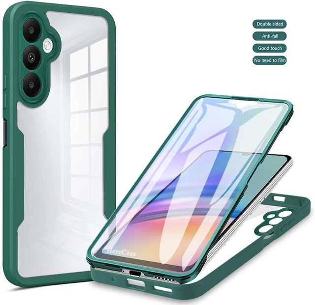 Stoßfeste 360° Vollschutzhülle mit Displayschutz für Samsung Galaxy A55 A34 A54 A35 A25 A15 A53 A33 A13 A14 A52 5G in Transparent und Grün - Bild 1