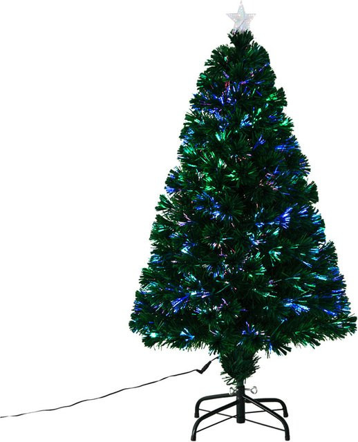 HOMCOM Weihnachtsbaum künstlich grün mit LED Lichtfaser Farbwechsler und Metallständer, Höhe: 120 cm - Bild 3