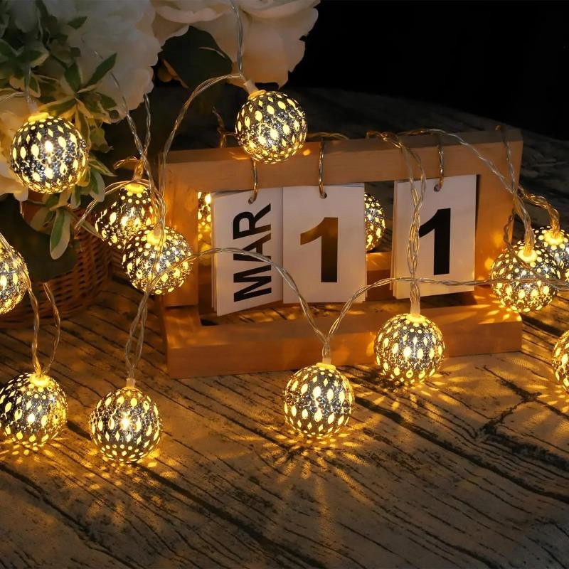 MIMIRGB Solar-Lichterkette im Boho-Stil mit 40 LED-Ball-Leuchten, Mehrfarbig, Warmweiß, 6m Länge für Außenbereich - Bild 5