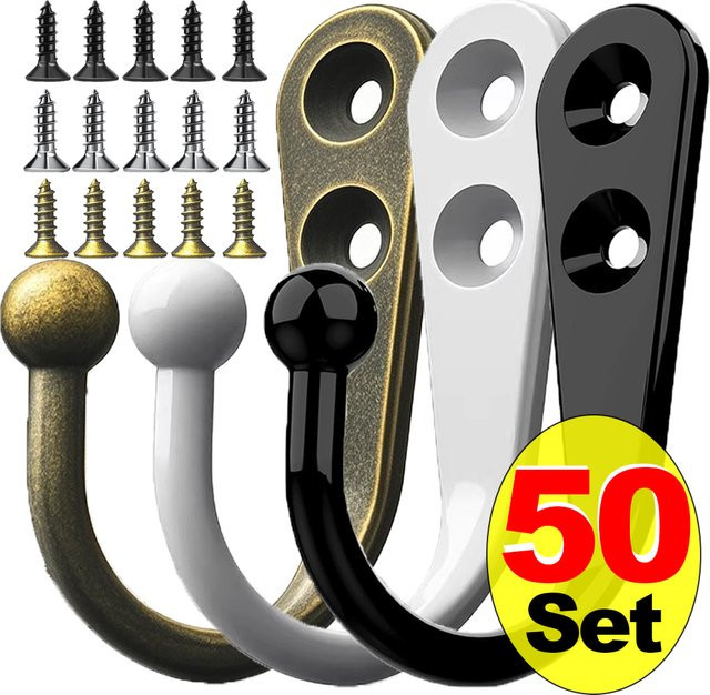 Lekefever Wandhaken Set aus Legierung für Mäntel, Taschen und Schlüssel in Schwarz oder Weiß - Bild 1
