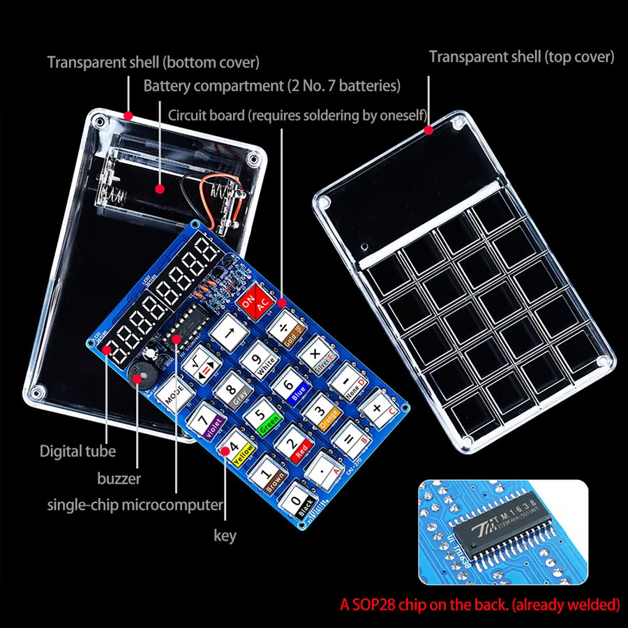 LOTHYE DIY-Elektronik-Kit LED-Rechner mit digitaler Röhrenanzeige und Mikrocontroller in Blau und Multicolour - Bild 3