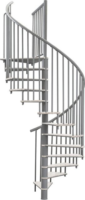 Minka Spindeltreppe Switch Spiraltreppe aus Holz und Stahl in Grau-Weiß mit Durchmesser: 160 cm für eine Raumhöhe bis 295 cm - Bild 1