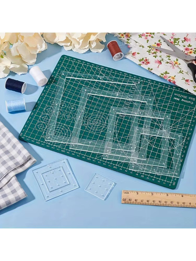 6 Stück Quadratische Quilt-Schablonen aus Acryl in Transparent für Handquilten und Stickerei, Größen: 1, 2, 3, 4, 5 und 6 Zoll - Bild 3