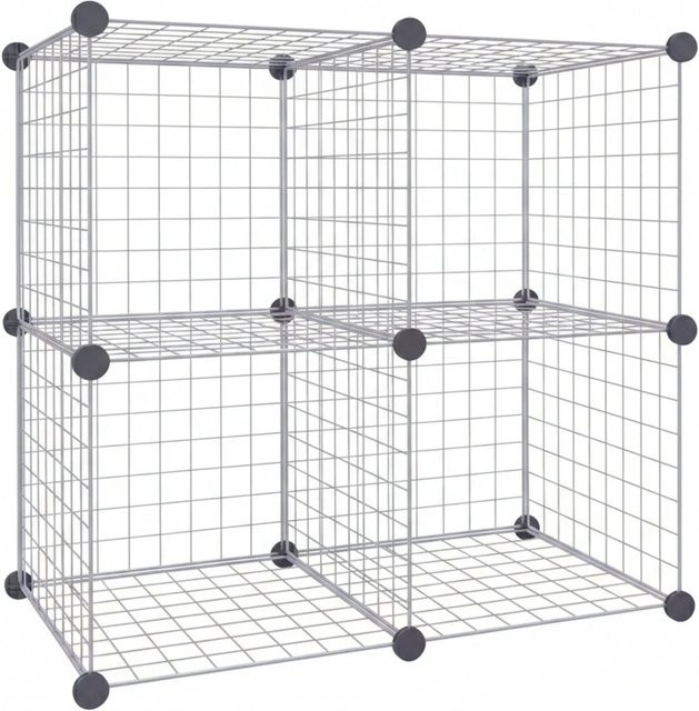 Relaxdays Steckregal aus Stahl in Silber mit 4 Würfeln im Stecksystem B/T/H: 75 x 37 x 75 cm - Bild 1