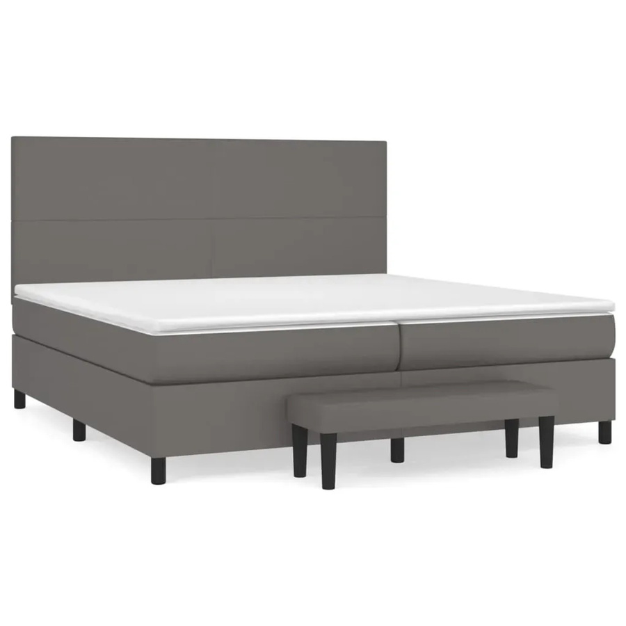 vidaXL Boxspringbett Grau mit Matratze und Kopfteil aus Kunstleder B/T: 200 x 200 cm - Bild 2