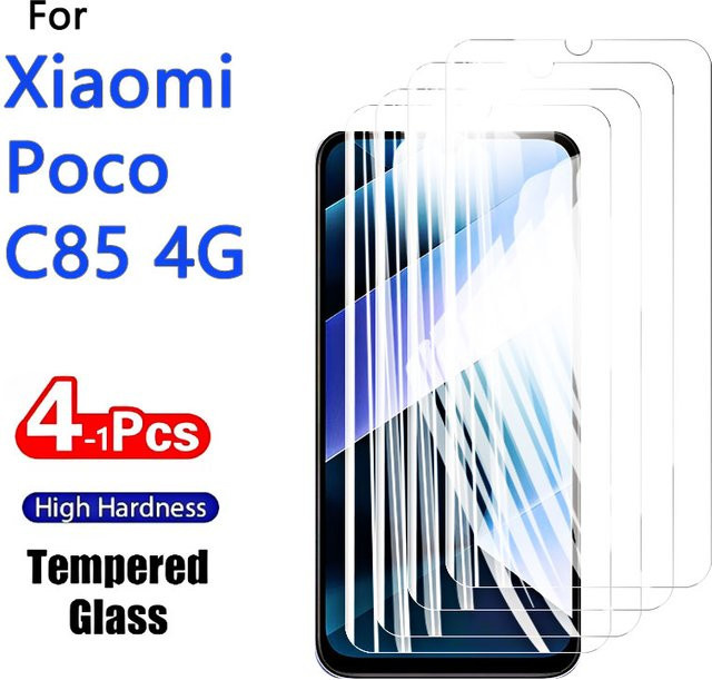 Displayschutzfolie aus gehärtetem Glas für Xiaomi Poco C85 4G, transparent, 9H Härtegrad, kratzfest und fingerabdruckarm - Bild 1