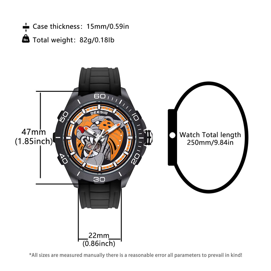 Deesio Armbanduhr, Automatik, Kohlefasergehäuse, Schwarz, Herren - Bild 3