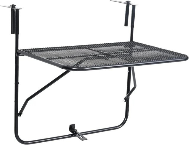 vidaXL Balkontisch aus Stahl in Schwarz mit Gitter-Design und klappbarer Platte, B/T/H: 60 x 40 x 65 cm - Bild 1