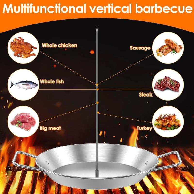 Vertikaler BBQ-Fleischspieß aus Edelstahl in Silber mit 9-Zoll-Spießen für Steak und Hähnchen - Bild 5