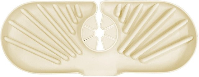 Meterk Silikon Wasserhahnmatte in Weiß als rutschfester Spritzschutz und Tropfauffangschale für Spüle in Küche und Badezimmer, oval - Bild 1